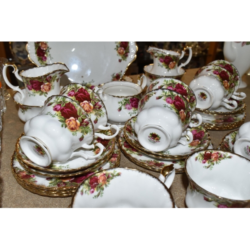 443 - A THIRTY EIGHT PIECE ROYAL ALBERT OLD COUNTRY ROSES TEA SET, comprising two cake plates (one repaire... 