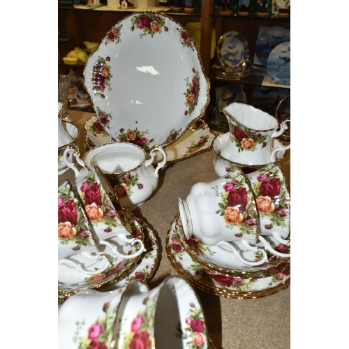 443 - A THIRTY EIGHT PIECE ROYAL ALBERT OLD COUNTRY ROSES TEA SET, comprising two cake plates (one repaire... 