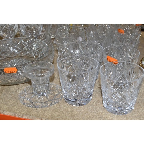 444 - A QUANTITY OF CUT CRYSTAL AND OTHER GLASS WARES, approximately fifty pieces, to include a boxed RCR ... 