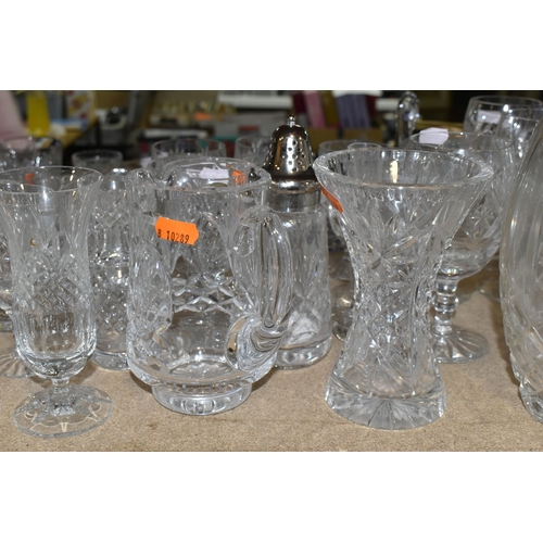 444 - A QUANTITY OF CUT CRYSTAL AND OTHER GLASS WARES, approximately fifty pieces, to include a boxed RCR ... 