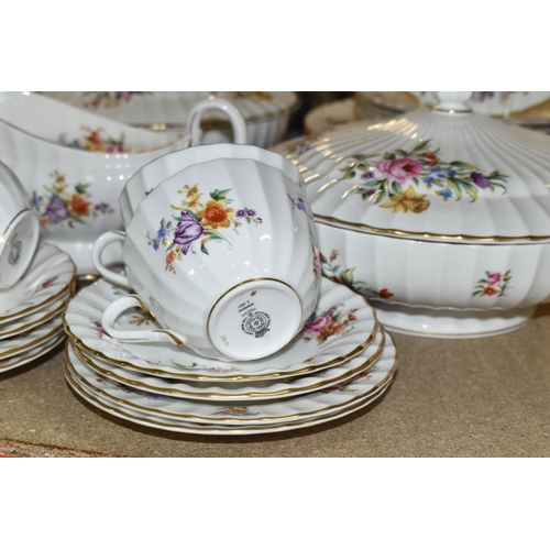 458 - ROYAL WORCESTER 'ROANOKE' PATTERN DINNERWARE, comprising three circular covered tureens, a large mea... 