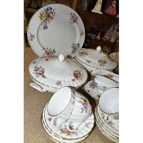 458 - ROYAL WORCESTER 'ROANOKE' PATTERN DINNERWARE, comprising three circular covered tureens, a large mea... 