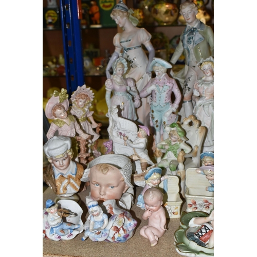 459 - COLLECTION OF EUROPEAN BISQUEWARE FIGURES, comprising a German 'Piano Baby' (broken toe), three chil... 