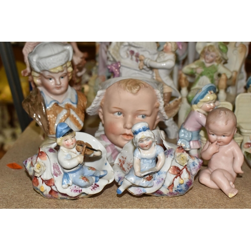 459 - COLLECTION OF EUROPEAN BISQUEWARE FIGURES, comprising a German 'Piano Baby' (broken toe), three chil... 