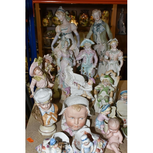 459 - COLLECTION OF EUROPEAN BISQUEWARE FIGURES, comprising a German 'Piano Baby' (broken toe), three chil... 