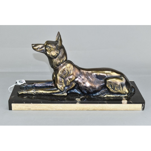 479 - A FRENCH ART DECO STATUE OF AN ALSATIAN DOG, on a stylised marble plinth (1) (Condition report: a fe... 