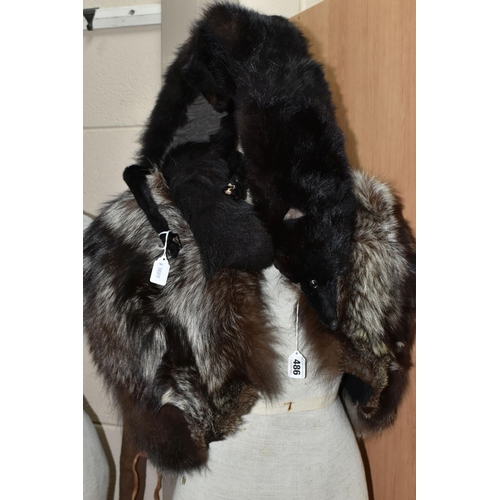 486 - A  NORWEGIAN FOX FUR CAPELET AND MATCHING FUR MUFF, 1930'S, grey and white, with original delivery b... 