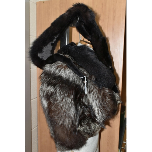 486 - A  NORWEGIAN FOX FUR CAPELET AND MATCHING FUR MUFF, 1930'S, grey and white, with original delivery b... 