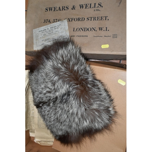 486 - A  NORWEGIAN FOX FUR CAPELET AND MATCHING FUR MUFF, 1930'S, grey and white, with original delivery b... 