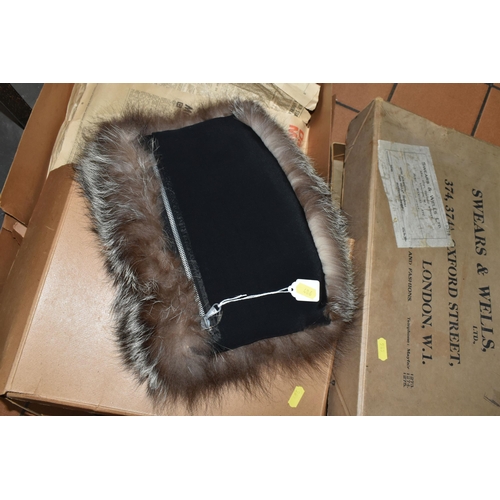 486 - A  NORWEGIAN FOX FUR CAPELET AND MATCHING FUR MUFF, 1930'S, grey and white, with original delivery b... 