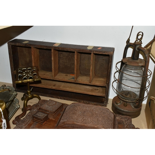 495 - A GROUP OF TREEN, LAMPS AND OTHER METAL WARES, to include a brass Hockley Lamp & Limelight Company m... 