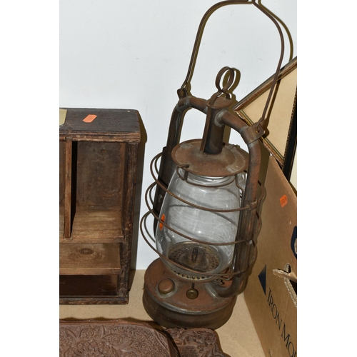 495 - A GROUP OF TREEN, LAMPS AND OTHER METAL WARES, to include a brass Hockley Lamp & Limelight Company m... 