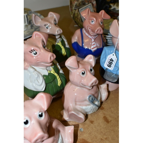 499 - NINE WADE NAT WEST PIGGY BANKS, comprising four x Woody - one boxed, three x Annabel, Maxwell and La... 