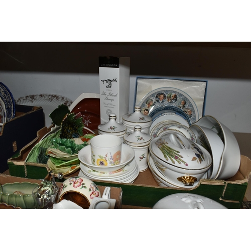 501 - THREE BOXES AND LOOSE CERAMICS AND GLASSWARES, to include Coalport Minuettes figurines: Joanne, Soph... 