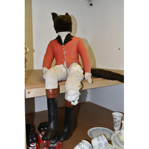 504 - A SOFT TOY FIGURE OF A SEATED FOX DRESSED AS A HUNTSMAN, height approximately 89cm (1) (Condition Re... 