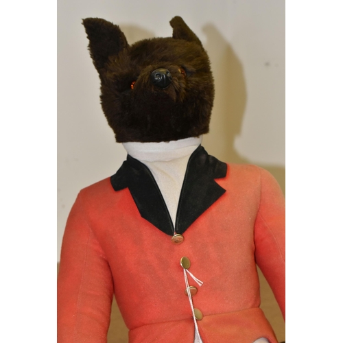 504 - A SOFT TOY FIGURE OF A SEATED FOX DRESSED AS A HUNTSMAN, height approximately 89cm (1) (Condition Re... 