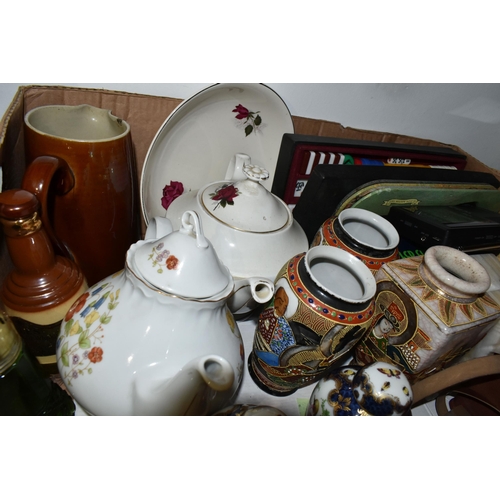 510 - THREE BOXES AND LOOSE CERAMICS AND GLASS WARES, to include a fifteen piece Art Deco Paragon part tea... 