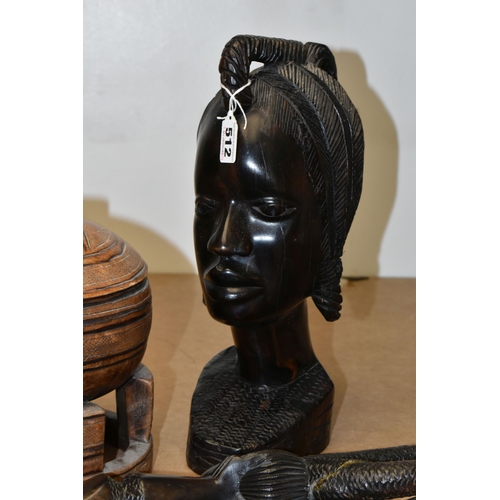 512 - A COLLECTION OF TRIBAL AND TOURIST ITEMS, twenty seven pieces to include a female bust, eight assort... 