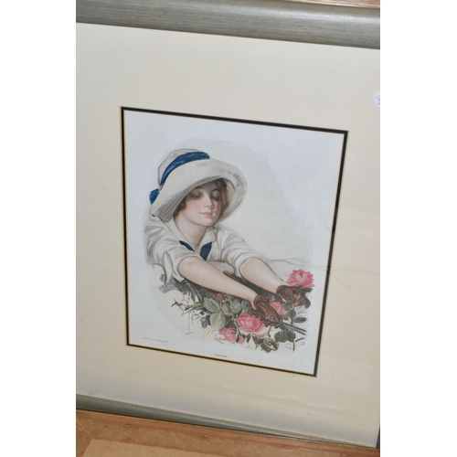 520 - EIGHT FRAMED HARRISON FISHER PRINTS, to include 'My Man', 'Roses', 'Vanity', 'Caught Napping' and 'L... 