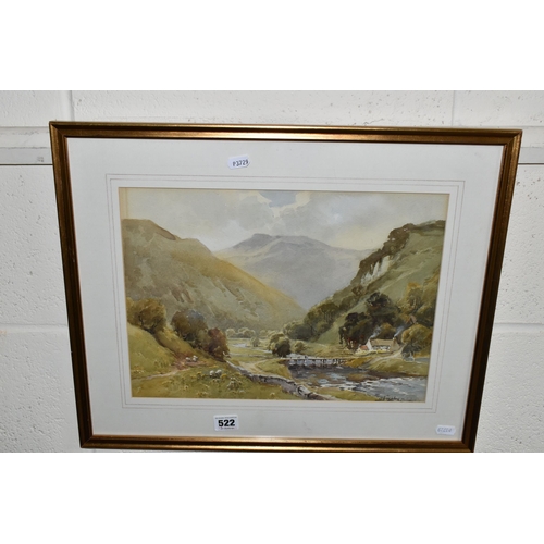 522 - HAROLD GRESLEY (1892-1962) 'MONSAL DALE', a picturesque river landscape, signed bottom right, waterc... 