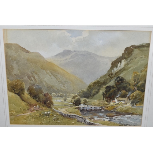 522 - HAROLD GRESLEY (1892-1962) 'MONSAL DALE', a picturesque river landscape, signed bottom right, waterc... 