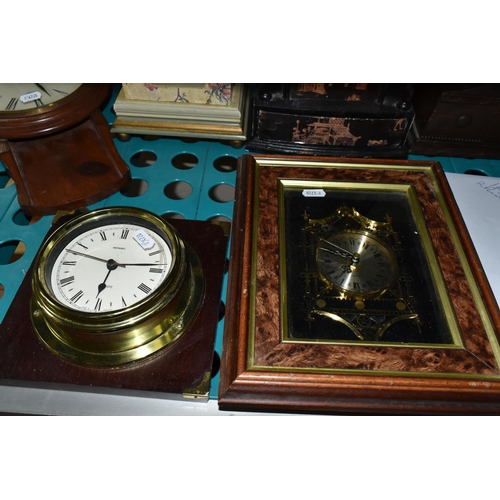 530 - A COLLECTION OF CLOCKS AND A 1930'S VALVE RADIO, comprising a wooden cased Pye radio serial number 2... 