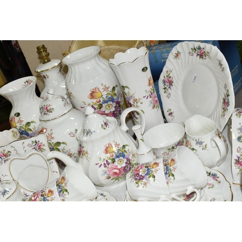 544 - A LARGE QUANTITY OF AYNSLEY 'HOWARD SPRAYS' PATTERN TEAWARE, LAMPS AND VASES, to include a boxed  oc... 