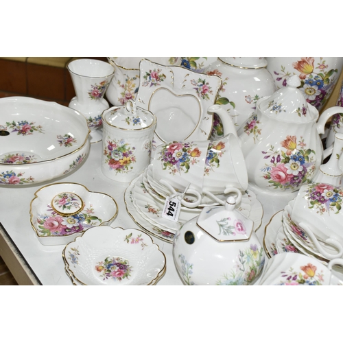 544 - A LARGE QUANTITY OF AYNSLEY 'HOWARD SPRAYS' PATTERN TEAWARE, LAMPS AND VASES, to include a boxed  oc... 