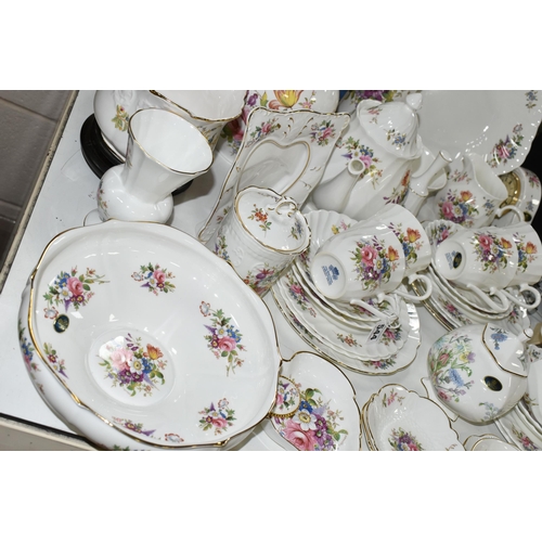 544 - A LARGE QUANTITY OF AYNSLEY 'HOWARD SPRAYS' PATTERN TEAWARE, LAMPS AND VASES, to include a boxed  oc... 