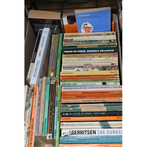 545 - SIX BOXES OF BOOKS containing approximately 200 miscellaneous titles in hardback and paperback forma... 