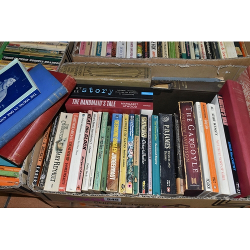 545 - SIX BOXES OF BOOKS containing approximately 200 miscellaneous titles in hardback and paperback forma... 