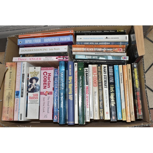 545 - SIX BOXES OF BOOKS containing approximately 200 miscellaneous titles in hardback and paperback forma... 