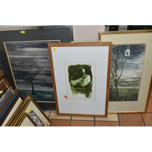 550 - A QUANTITY OF PICTURES AND PRINTS ETC, to include a watercolour landscape signed J.F Black '80, appr... 