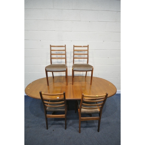 1193 - A MID CENTURY G PLAN FRESCO TEAK OVAL EXTENDING DINING TABLE, with a single fold out leaf, extended ... 