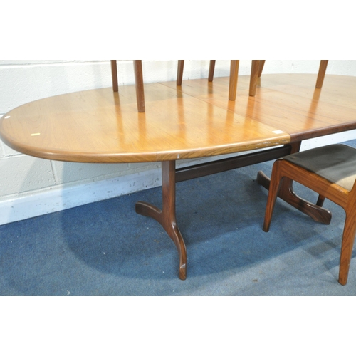 1193 - A MID CENTURY G PLAN FRESCO TEAK OVAL EXTENDING DINING TABLE, with a single fold out leaf, extended ... 