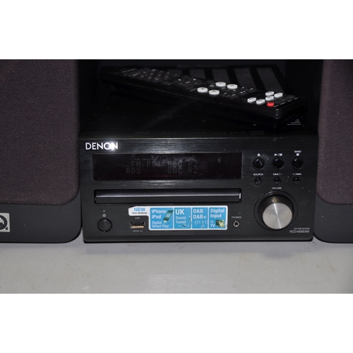 1116 - A DENON RCDM39DAB CD RECEIVER with remote and a pair of Q Acoustics 2010i speakers (PAT pass and all... 