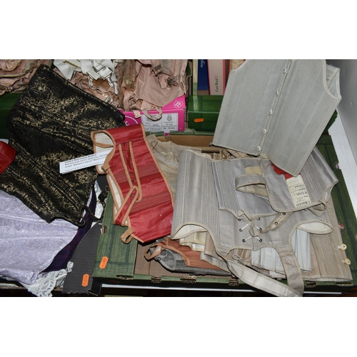 578 - A COLLECTION OF 19TH, 20TH AND EARLY 21ST CENTURY CORSETS, HISTORICAL DOCUMENTS, ADVERTISEMENTS, SKE... 