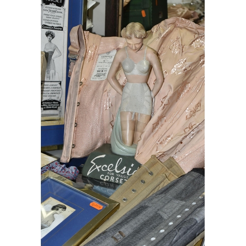 578 - A COLLECTION OF 19TH, 20TH AND EARLY 21ST CENTURY CORSETS, HISTORICAL DOCUMENTS, ADVERTISEMENTS, SKE... 