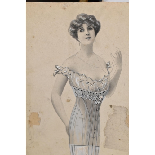 578 - A COLLECTION OF 19TH, 20TH AND EARLY 21ST CENTURY CORSETS, HISTORICAL DOCUMENTS, ADVERTISEMENTS, SKE... 