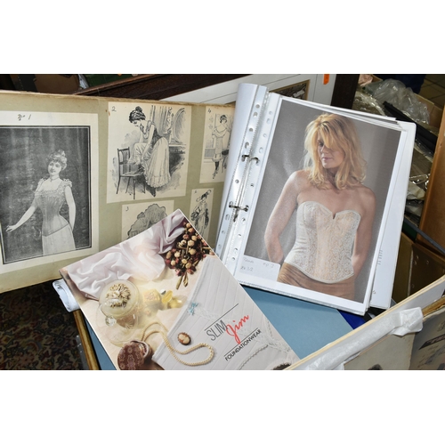 578 - A COLLECTION OF 19TH, 20TH AND EARLY 21ST CENTURY CORSETS, HISTORICAL DOCUMENTS, ADVERTISEMENTS, SKE... 