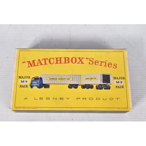 12 - A BOXED MATCHBOX MAJOR PACK INTER-STATE DOUBLE FREIGHTER, No.M-9, appears complete and in fairly goo... 