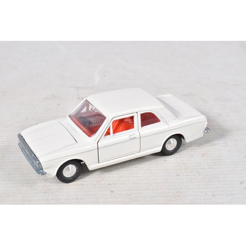 19 - A BOXED DINKY TOYS FORD CORTINA DE LUXE, No.159, white body with red interior, with a boxed Matchbox... 