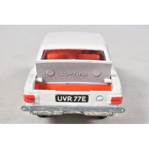 19 - A BOXED DINKY TOYS FORD CORTINA DE LUXE, No.159, white body with red interior, with a boxed Matchbox... 