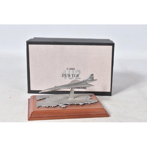 33 - A COLLECTION OF BOXED AND UNBOXED PEWTER AIRCRAFT MODELS, to include Pewter 4U2 'The Last Flight of ... 