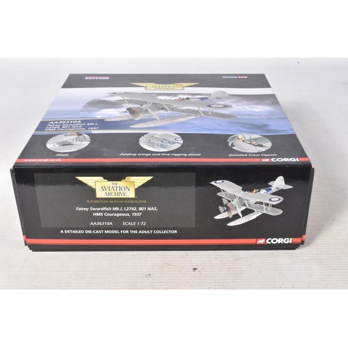 9 - TWO BOXED LIMITED EDITION CORGI AVIATION ARCHIVE 1:72 DIE-CAST MODEL MILITARY AIRCRAFTS, the first a... 