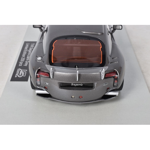 38 - A BOXED LIMITED EDITION LS COLLECTIBLES TVR SAGARIS 2005 1:18 MODEL VEHICLE, in dark grey, numbered ... 