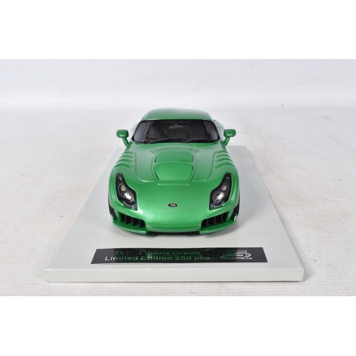 39 - A BOXED LIMITED EDITION LS COLLECTIBLES TVR SAGARIS 2005 1:18 MODEL VEHICLE, in green, numbered LS00... 