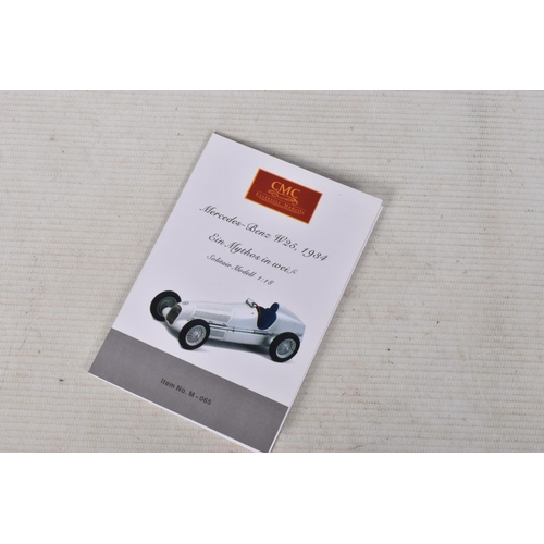 43 - A BOXED LIMITED EDITION CMC EXCLUSIVE MODELLE MERCEDES-BENZ W25 1934 1:18 MODEL VEHICLE, numbered M-... 