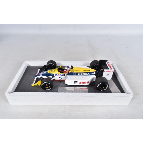 48 - A BOXED MINICHAMPS WILLIAMS HONDA FW11B 1987 N MANSELL 1:18 MODEL RACING VEHICLE, numbered 117870005... 