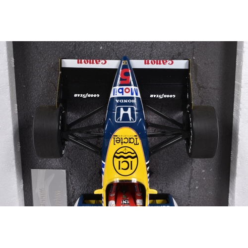 48 - A BOXED MINICHAMPS WILLIAMS HONDA FW11B 1987 N MANSELL 1:18 MODEL RACING VEHICLE, numbered 117870005... 